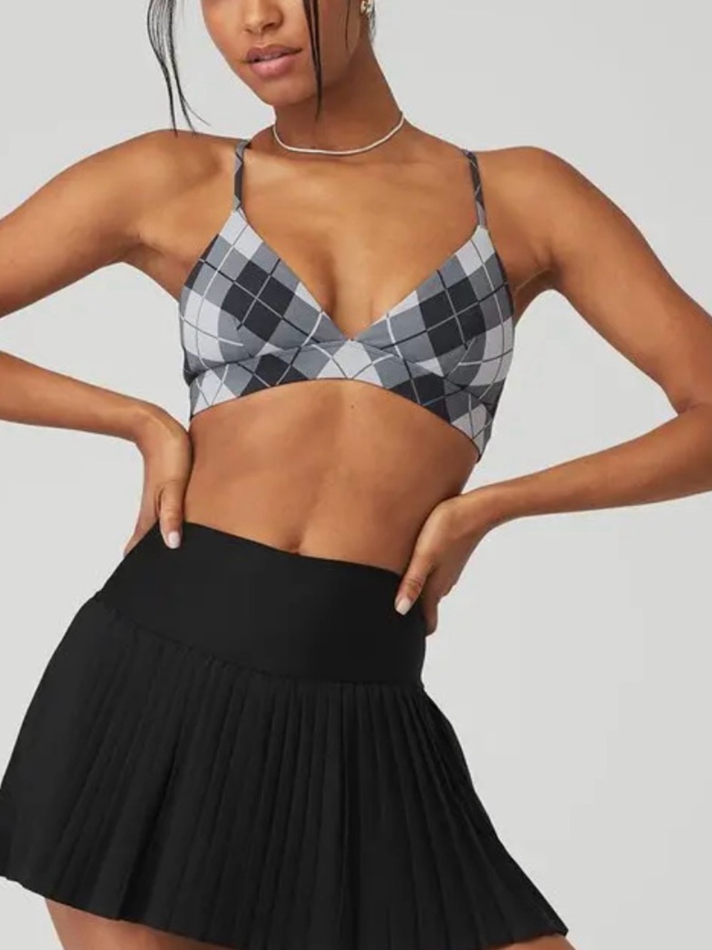 Alo Vapor Argyle Bra
